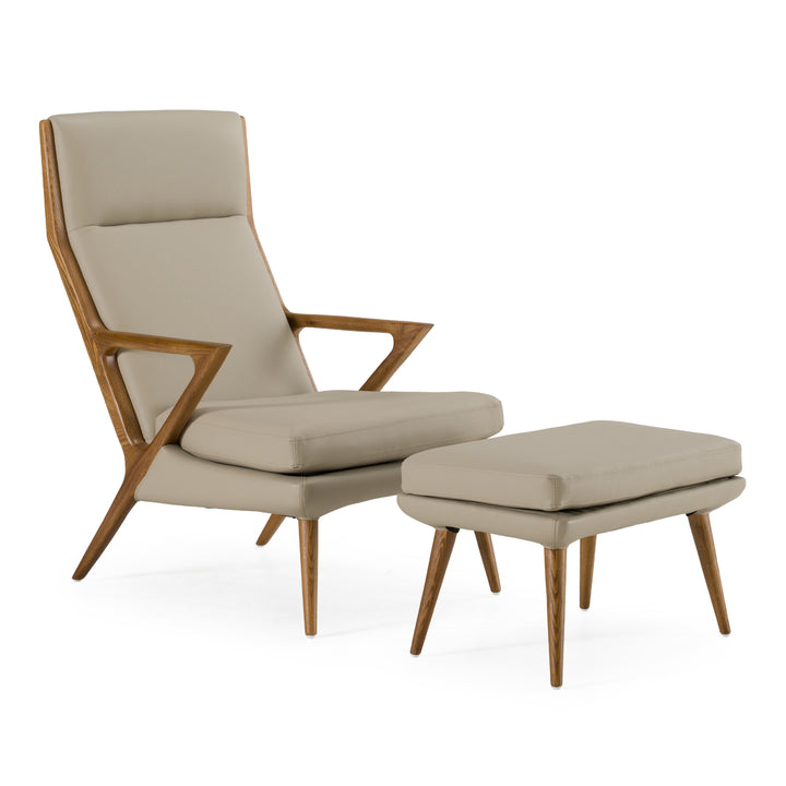 Fulton  Modern Beige Lounge Chair & Ottoman