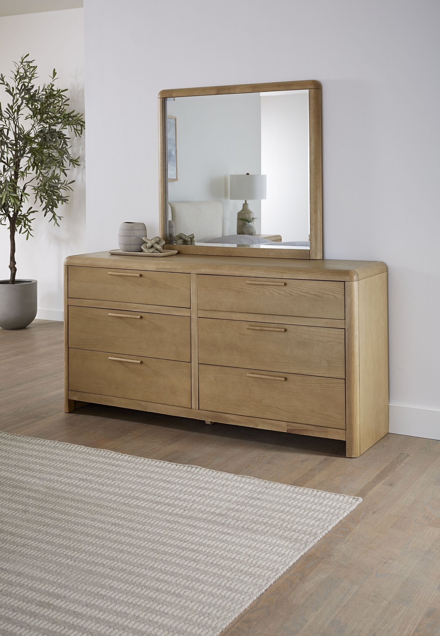 Furano Six Drawer Ash Wood Dresser in Ginger Dresser modern furniture Contempo Furniture