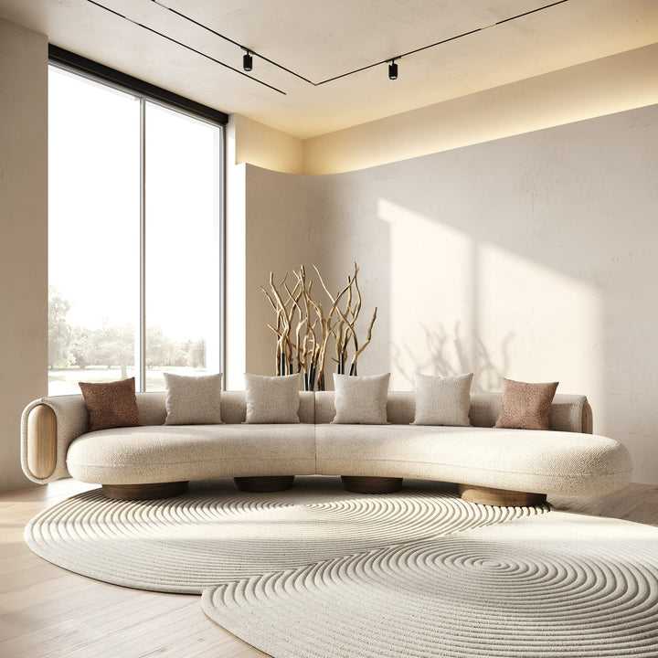 Raywood - Modern Multicolored Boucle Fabric + Ash Sectional Sofa
