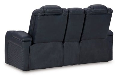 Fyne - Dyme Power Reclining Loveseat with Console - Blue Reclining Loveseat modern furniture Contempo Furniture