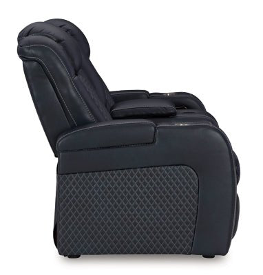 Fyne - Dyme Power Reclining Loveseat with Console - Blue Reclining Loveseat modern furniture Contempo Furniture