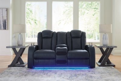 Fyne - Dyme Power Reclining Loveseat with Console - Blue Reclining Loveseat modern furniture Contempo Furniture