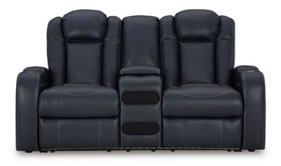 Fyne - Dyme Power Reclining Loveseat with Console - Blue Reclining Loveseat modern furniture Contempo Furniture