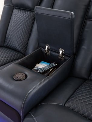 Fyne - Dyme Power Reclining Loveseat with Console - Blue Reclining Loveseat modern furniture Contempo Furniture