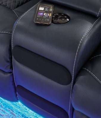 Fyne - Dyme Power Reclining Loveseat with Console - Blue Reclining Loveseat modern furniture Contempo Furniture