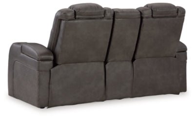 Fyne - Dyme Power Reclining Loveseat with Console - Dark Gray Reclining Loveseat modern furniture Contempo Furniture