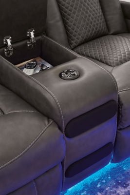 Fyne - Dyme Power Reclining Loveseat with Console - Dark Gray Reclining Loveseat modern furniture Contempo Furniture