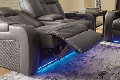 Fyne - Dyme Power Reclining Loveseat with Console - Dark Gray Reclining Loveseat modern furniture Contempo Furniture