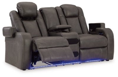 Fyne - Dyme Power Reclining Loveseat with Console - Dark Gray Reclining Loveseat modern furniture Contempo Furniture