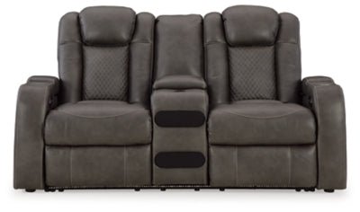 Fyne - Dyme Power Reclining Loveseat with Console - Dark Gray Reclining Loveseat modern furniture Contempo Furniture