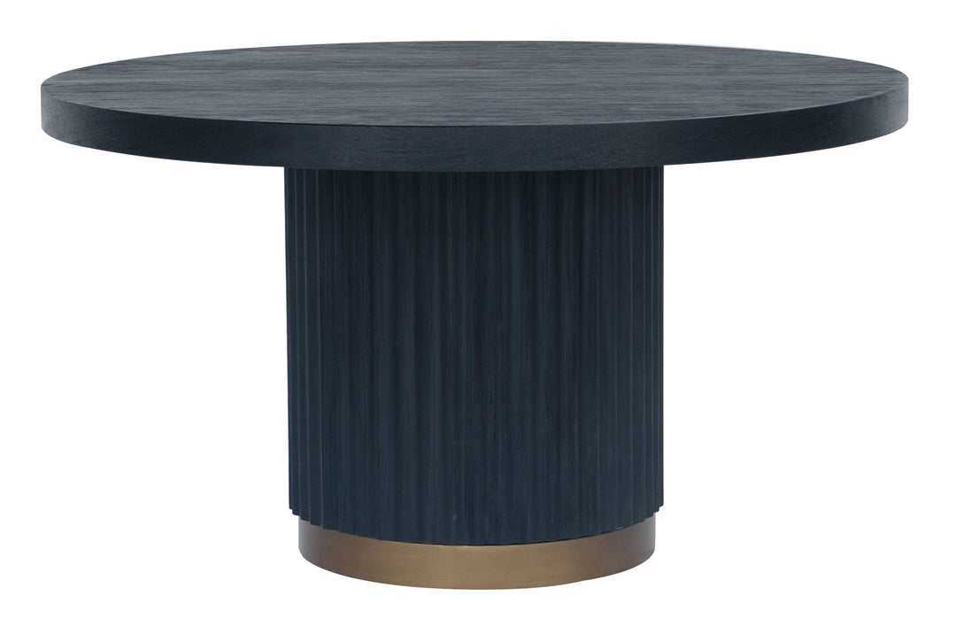 Modus Furniture 8Zu562 Kentfield Wood And Metal Round Dining Table In Black Drift Oak And Brass