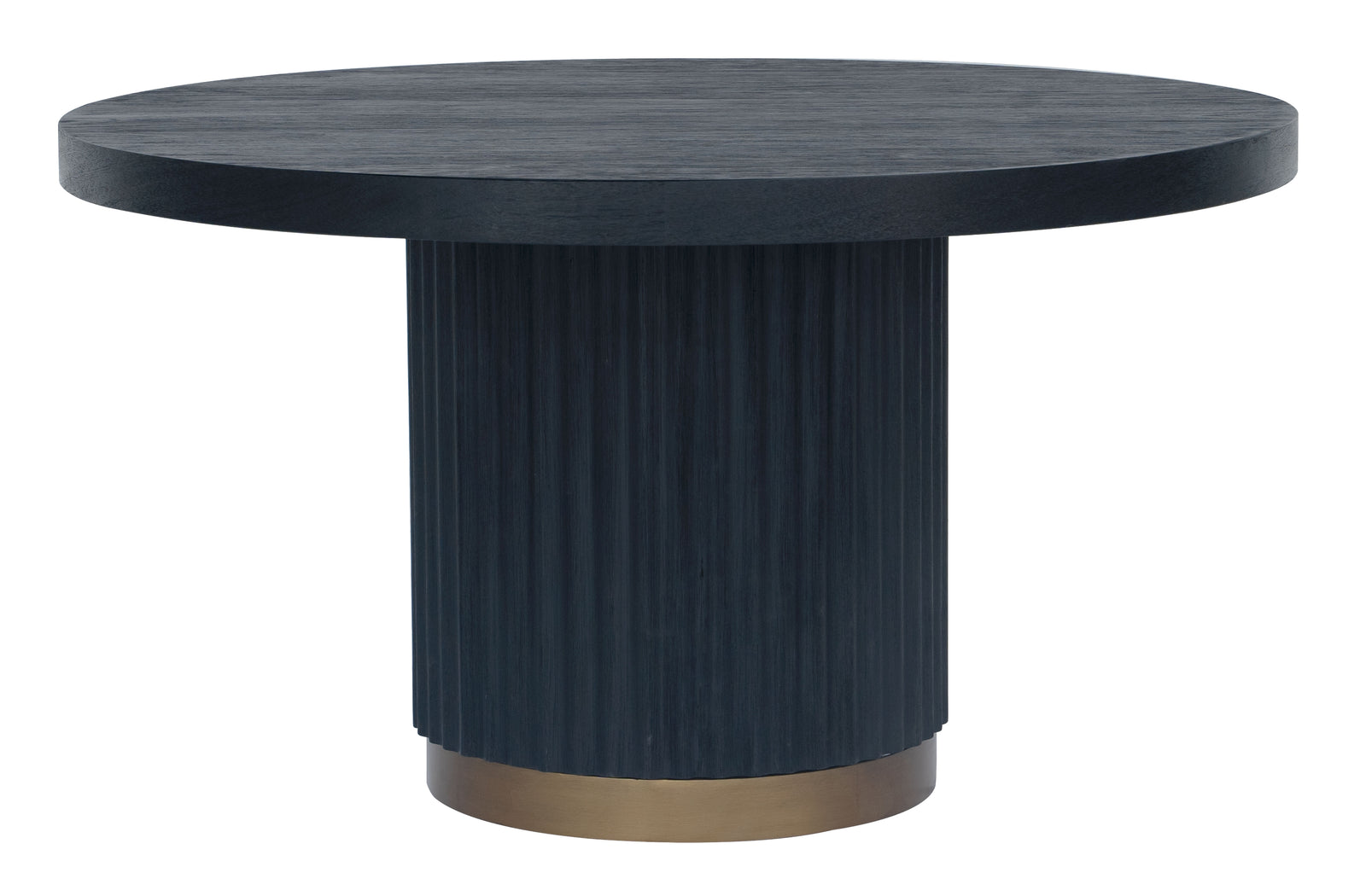 Modus Furniture 8Zu562 Kentfield Wood And Metal Round Dining Table In Black Drift Oak And Brass