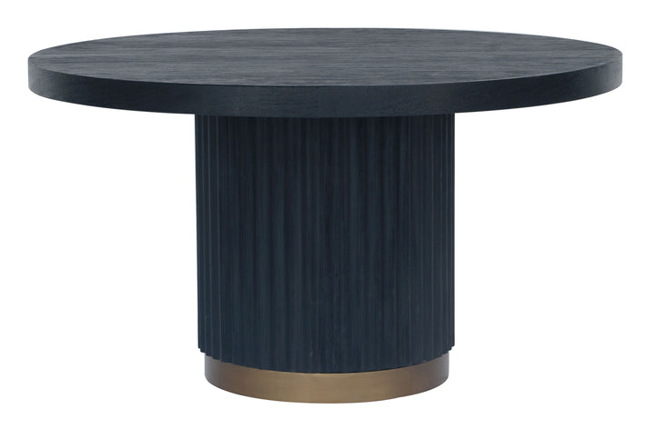 Modus Furniture 8Zu562 Kentfield Wood And Metal Round Dining Table In Black Drift Oak And Brass