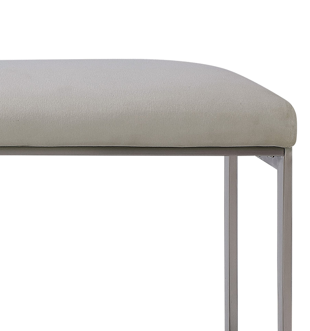 Eliza Upholstered Dining Bench in Dove and Brushed Stainless Steel