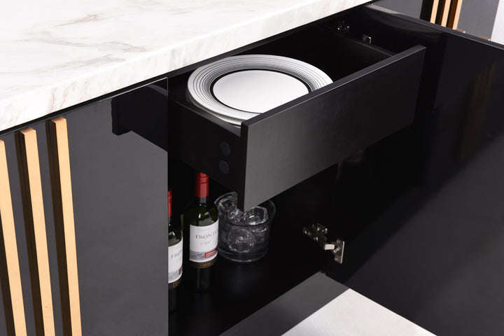 Kingsley Modern Marble &amp; Rosegold Buffet