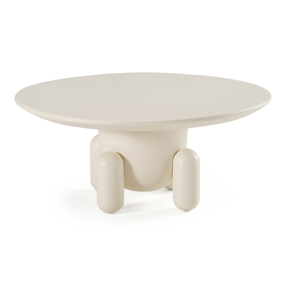 Gabby - Contemporary White Round Coffee Table - View 3