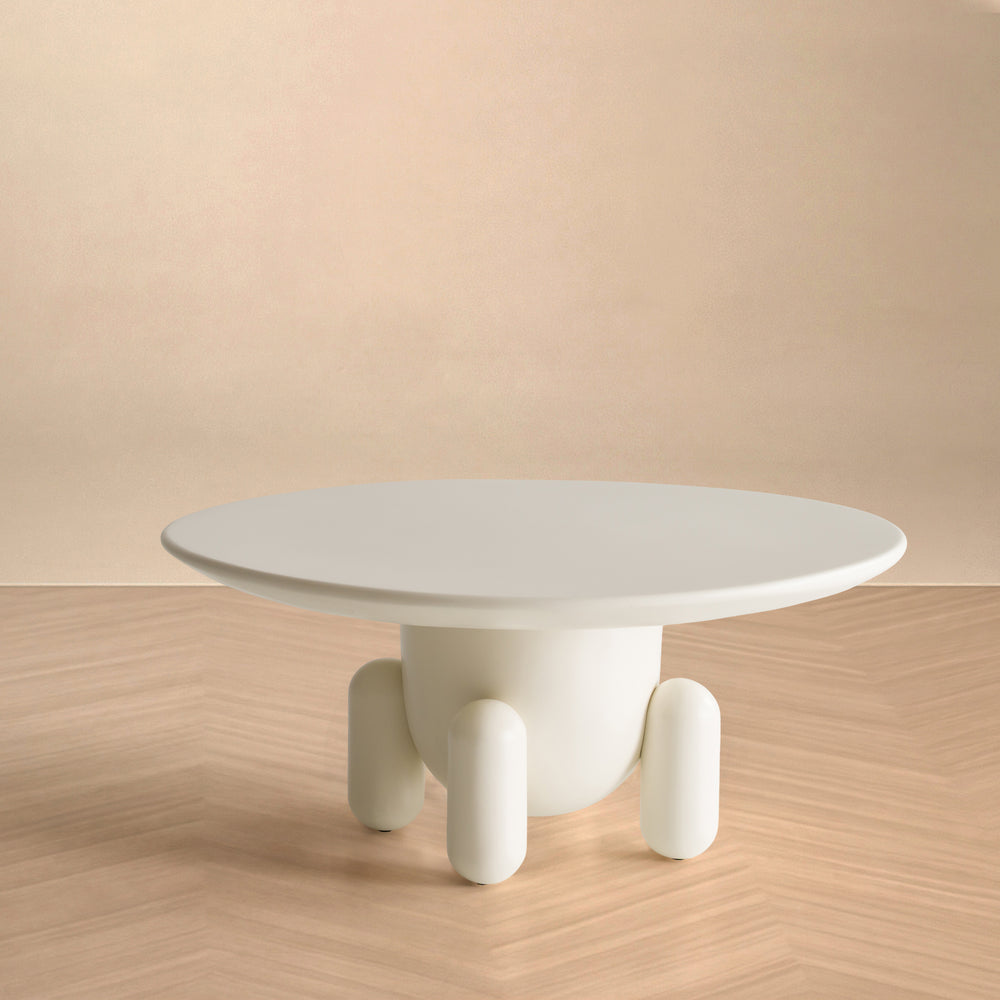 Gabby - Contemporary White Round Coffee Table - View 2