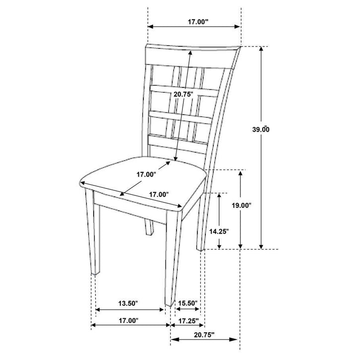 Gabriel - Lattice Back Side Chairs (Set of 2) - Cappuccino Chair Set modern furniture Contempo Furniture