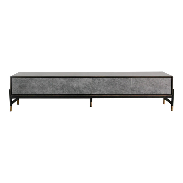 Gabrielle - Contemporary Acacia &amp; Gold TV Stand