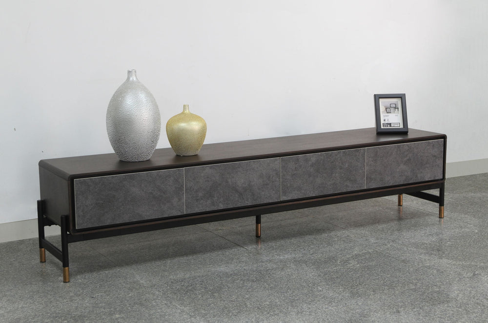 Gabrielle - Contemporary Acacia & Gold TV Stand