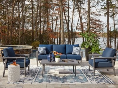 Gali Outdoor Sofa/Chairs/Table Set (Set of 4) - Blue 4 Piece Outdoor Set modern furniture Contempo Furniture