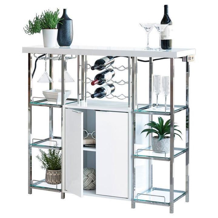 Gallimore - 2 Door Bar Cabinet Wine Storage - White High Gloss Home Bars modern furniture Contempo Furniture