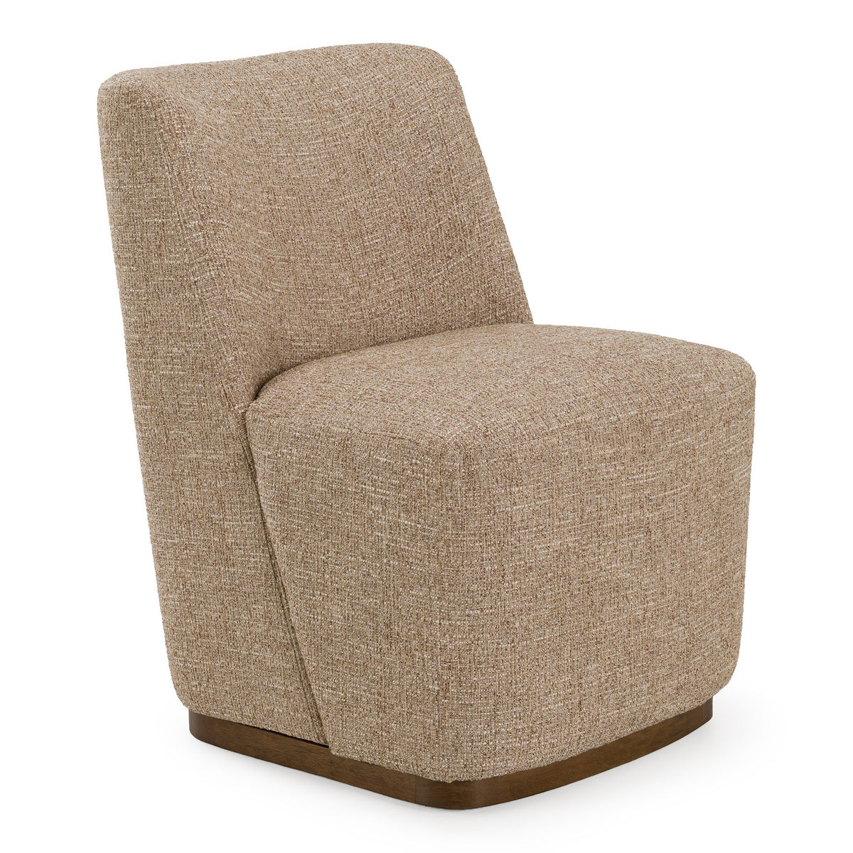 Galloway - Modern Beige Fabric + Walnut Dining Chair with Casters (Set of 2)