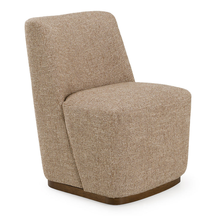 Galloway - Modern Beige Fabric + Walnut Dining Chair with Casters (Set of 2)