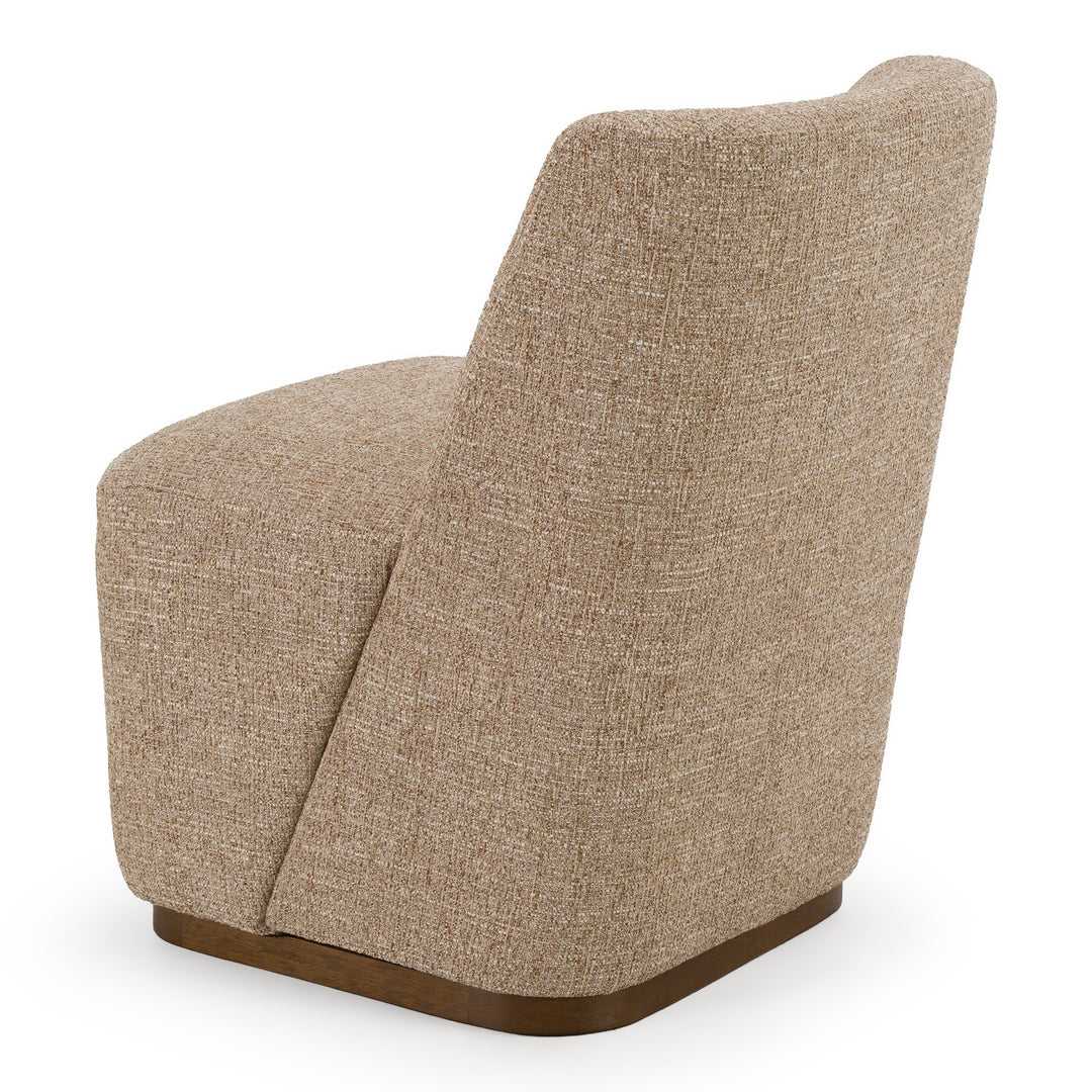 Galloway - Modern Beige Fabric + Walnut Dining Chair with Casters (Set of 2)