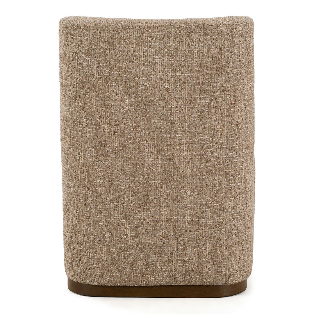 Galloway - Modern Beige Fabric + Walnut Dining Chair with Casters (Set of 2)