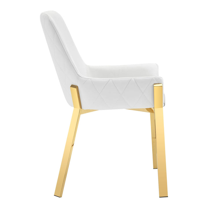 Ganon - Modern White &amp; Gold Dining Chair
