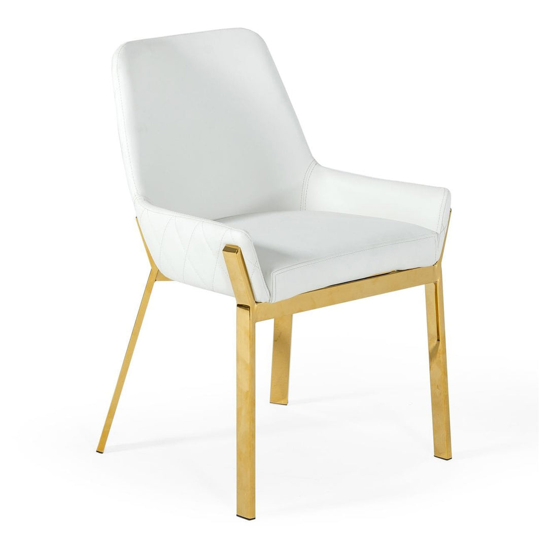 Ganon - Modern White & Gold Dining Chair