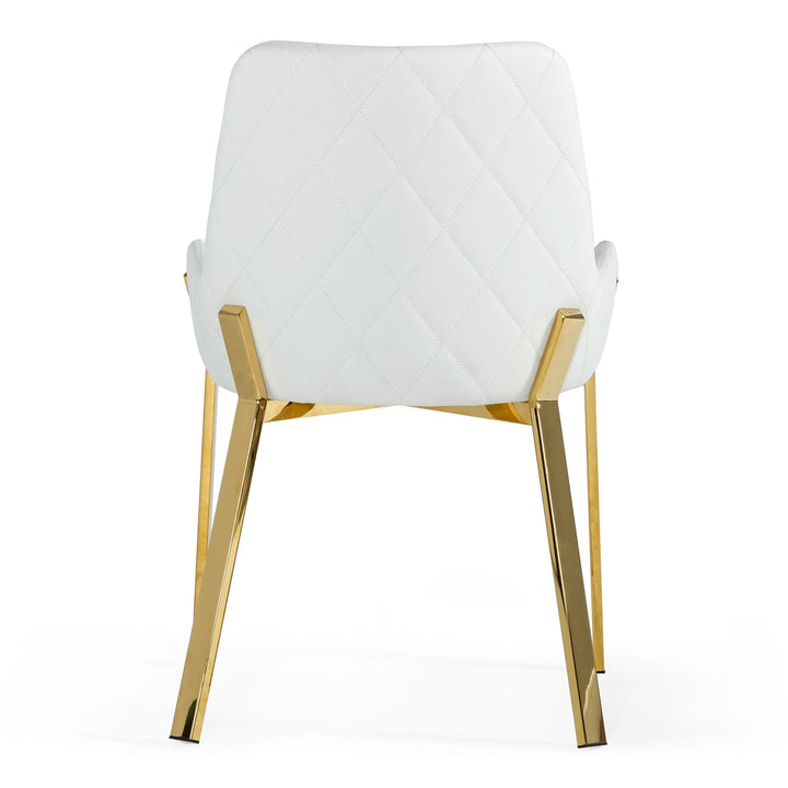 Ganon - Modern White &amp; Gold Dining Chair