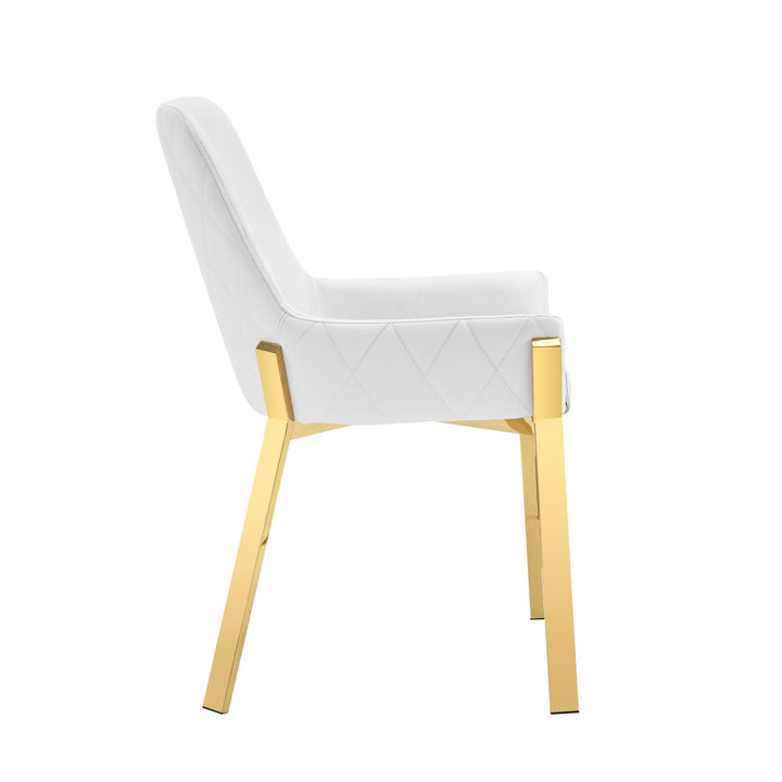 Ganon - Modern White  and  Gold Dining Chair