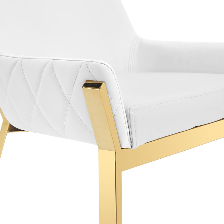 Ganon - Modern White  and  Gold Dining Chair