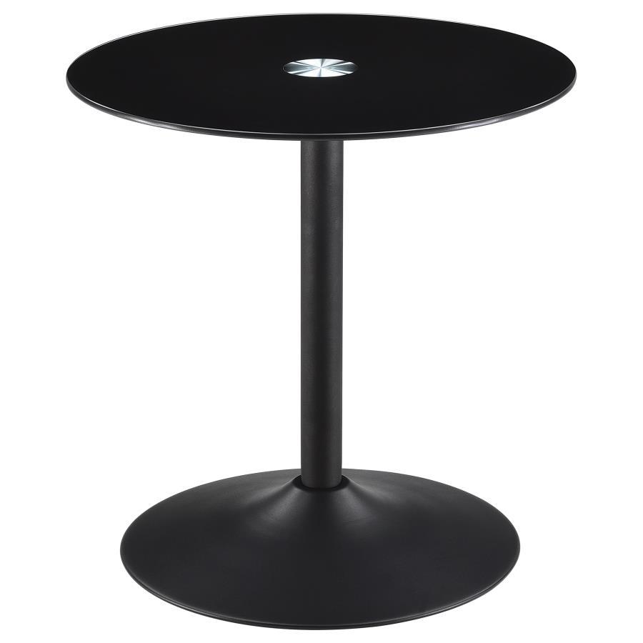 Ganso - 2 Piece Round Glass Top Coffee And End Table Set - Black Table Set modern furniture Contempo Furniture