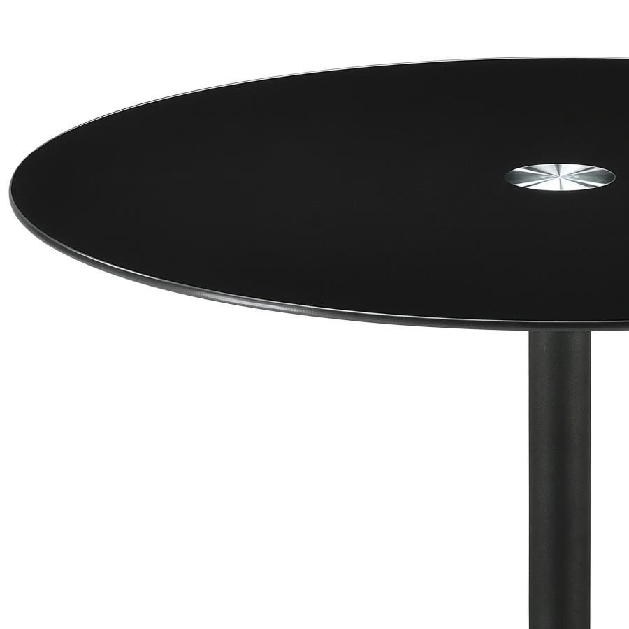 Ganso - Round Metal Coffee Table With Tempered Glass Top - Black Coffee Table modern furniture Contempo Furniture