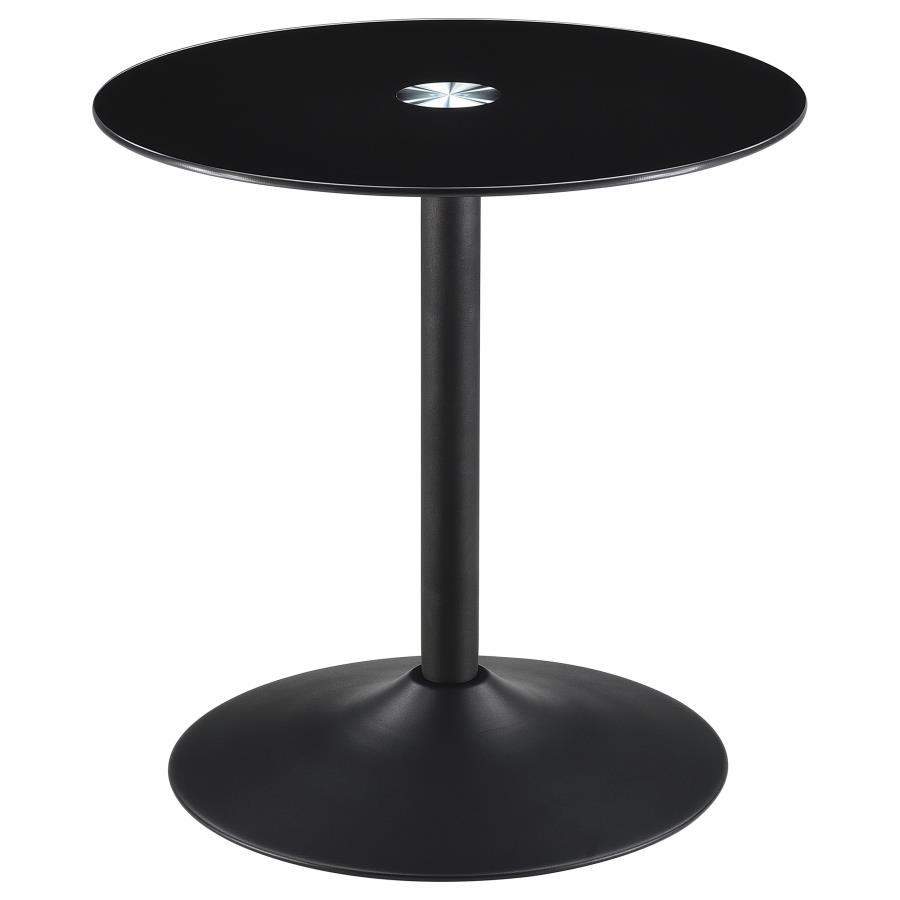 Ganso - Round Metal End Table With Tempered Glass Top - Black End Table modern furniture Contempo Furniture