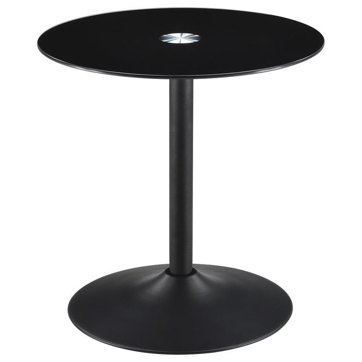 Ganso - Round Metal End Table With Tempered Glass Top - Black End Table modern furniture Contempo Furniture