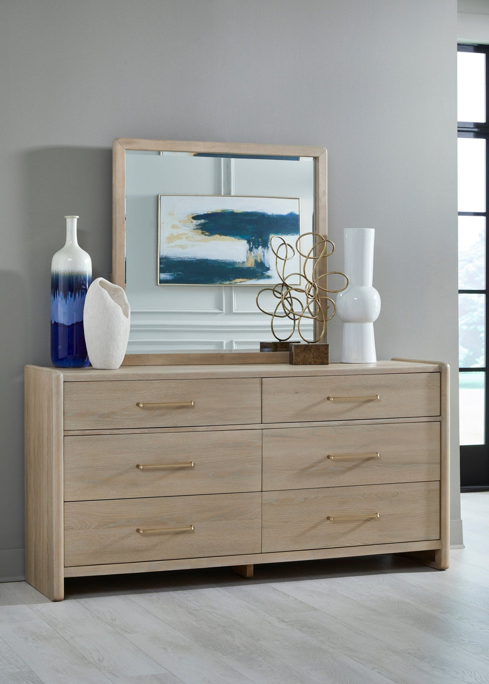 Gardenia Beveled Glass Wall or Dresser Mirror in Chai Mirror modern furniture Contempo Furniture
