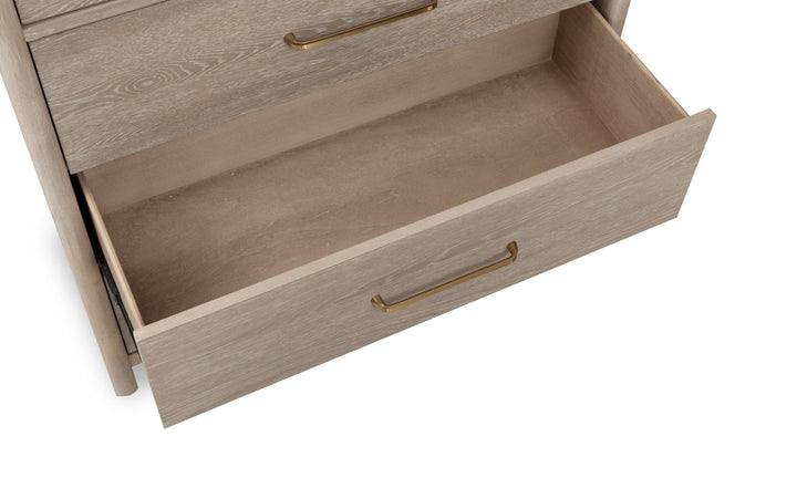 Gardenia Five Drawer Oak Wood Chest in Chai Chest modern furniture Contempo Furniture