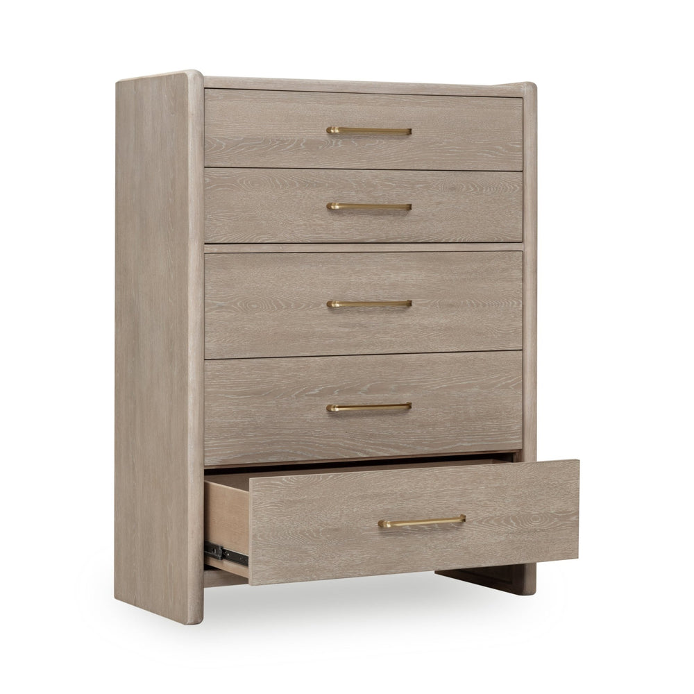Gardenia Five Drawer Oak Wood Chest in Chai Chest modern furniture Contempo Furniture