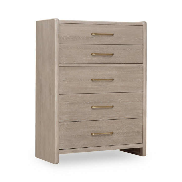Gardenia Five Drawer Oak Wood Chest in Chai Chest modern furniture Contempo Furniture