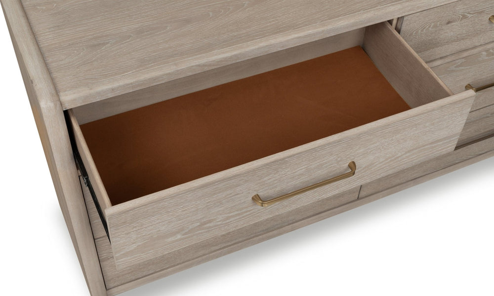 Gardenia Six Drawer Oak Wood Dresser in Chai Dresser modern furniture Contempo Furniture