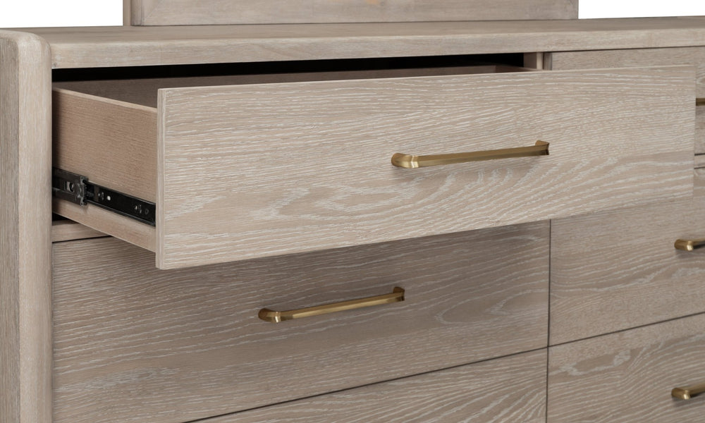 Gardenia Six Drawer Oak Wood Dresser in Chai Dresser modern furniture Contempo Furniture