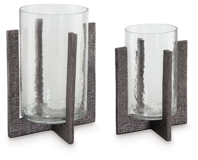 Garekton Candle Holder (Set of 2) - Dark Gray | Ashley Furniture