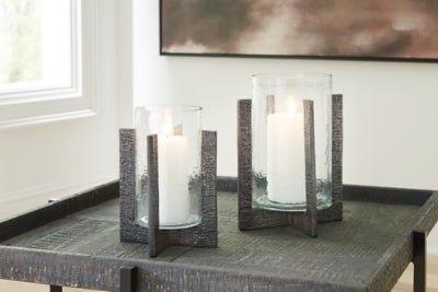 Garekton Candle Holder (Set of 2) - Dark Gray Candle &amp; Holder modern furniture Contempo Furniture