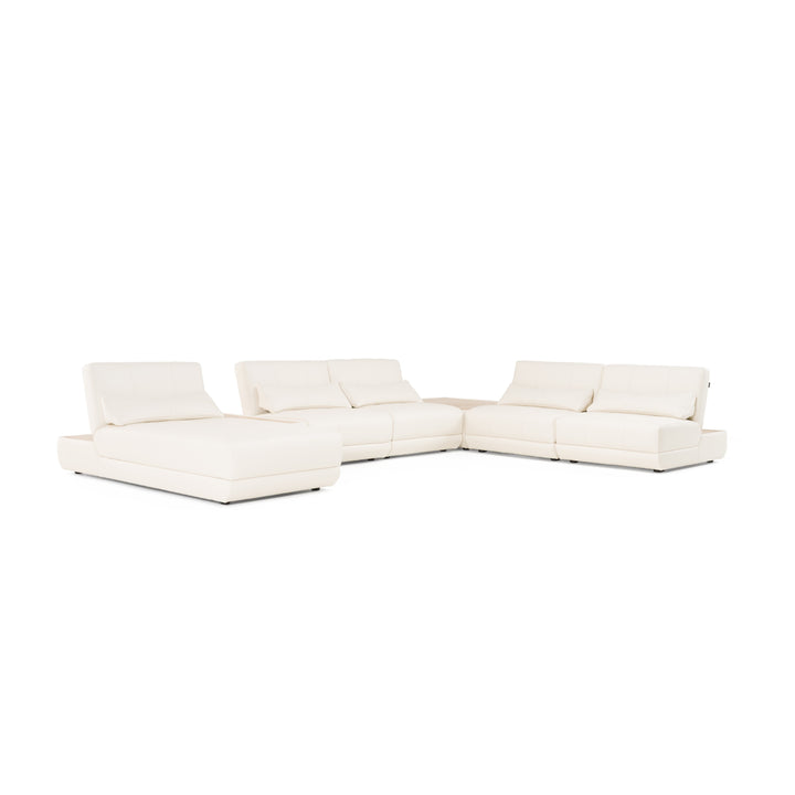 Garfield - Modern Off-White Leather 7-Piece Modular Sectional Sofa