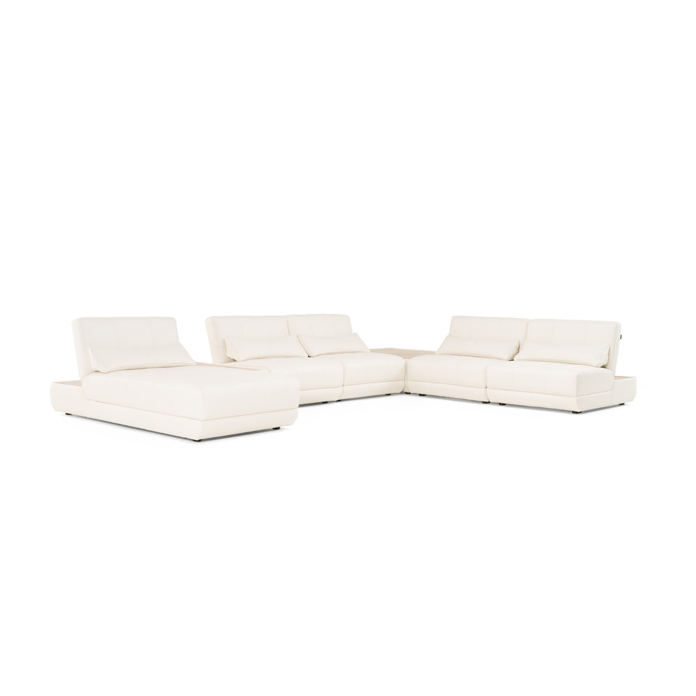 Garfield - Modern Off-White Leather 7-Piece Modular Sectional Sofa - View 2
