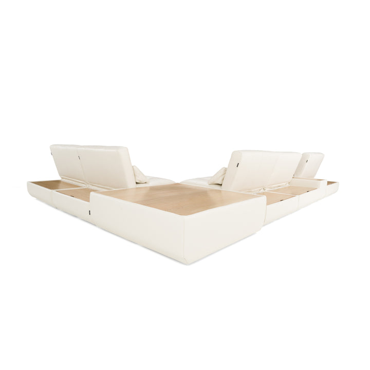 Garfield - Modern Off-White Leather 7-Piece Modular Sectional Sofa